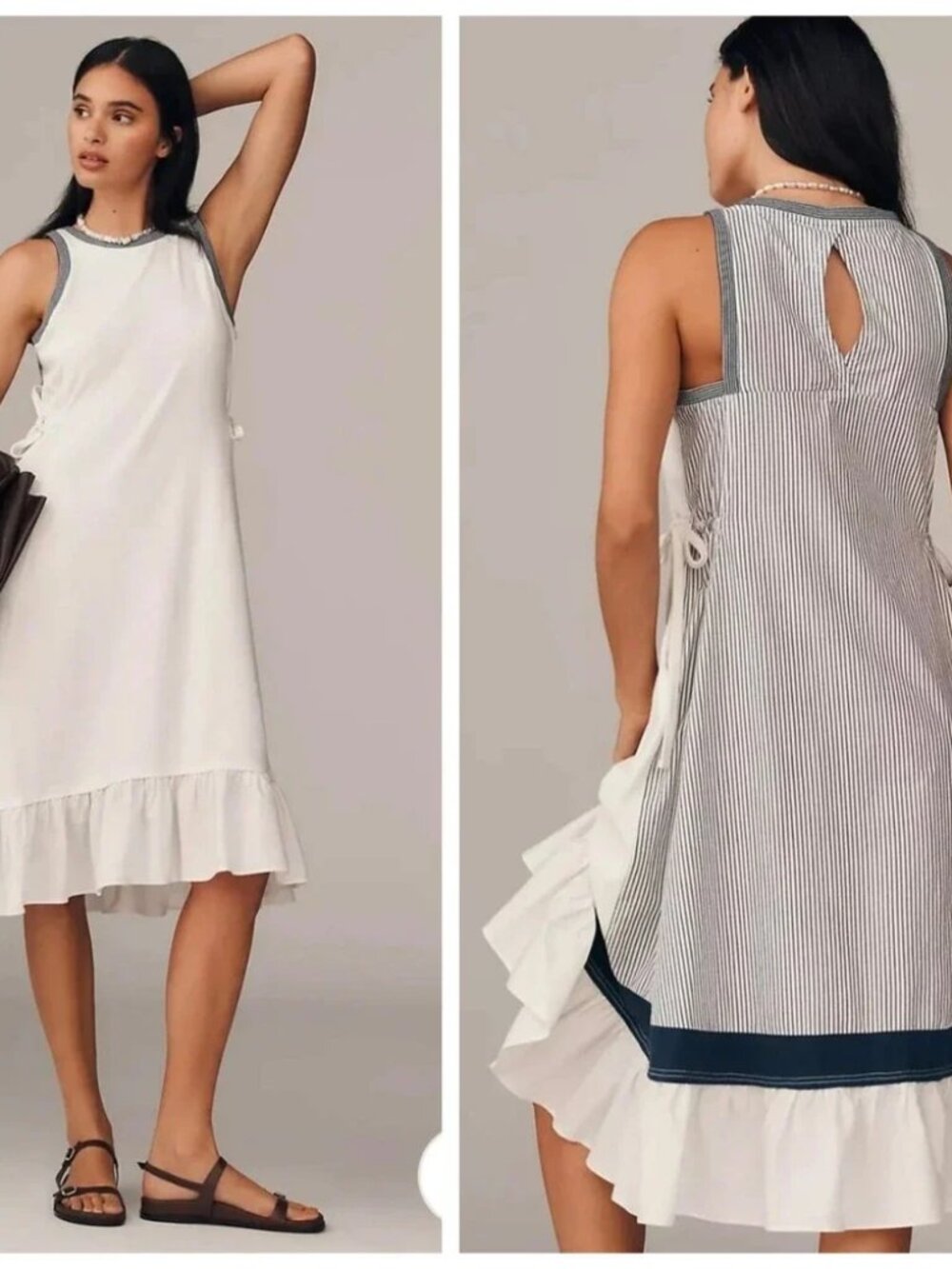 Anthropologie Daily Practice Ball Toss Pleated Midi Tank Dress